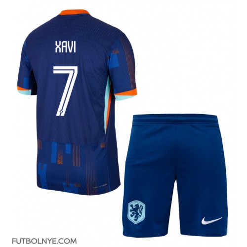 Camiseta Países Bajos Xavi Simons #7 Visitante Equipación para niños Eurocopa 2024 manga corta (+ pantalones cortos)